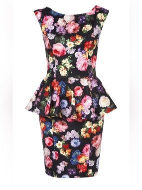 Topshop Floral Peplum Dress